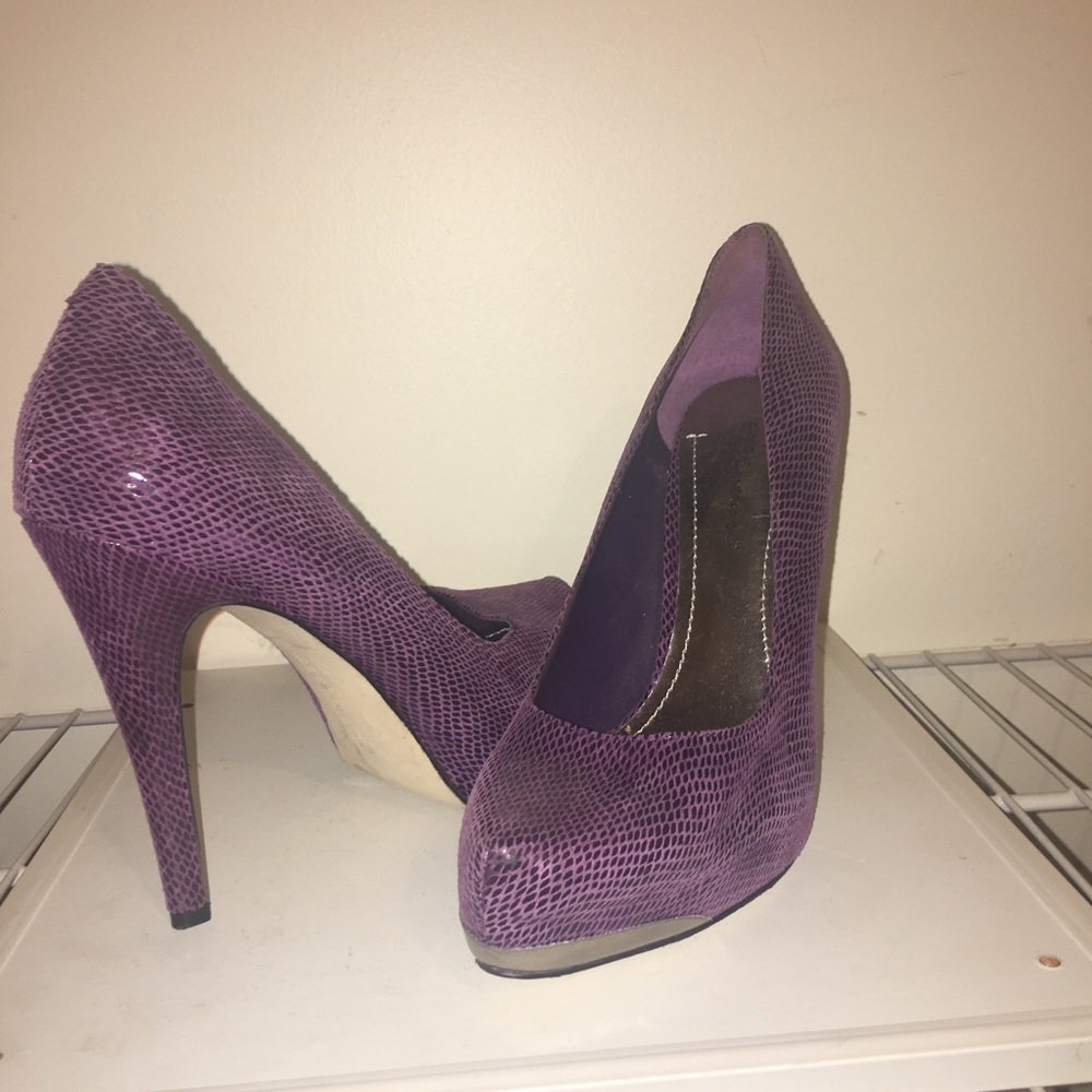 BCBG Purple Python Style Heels